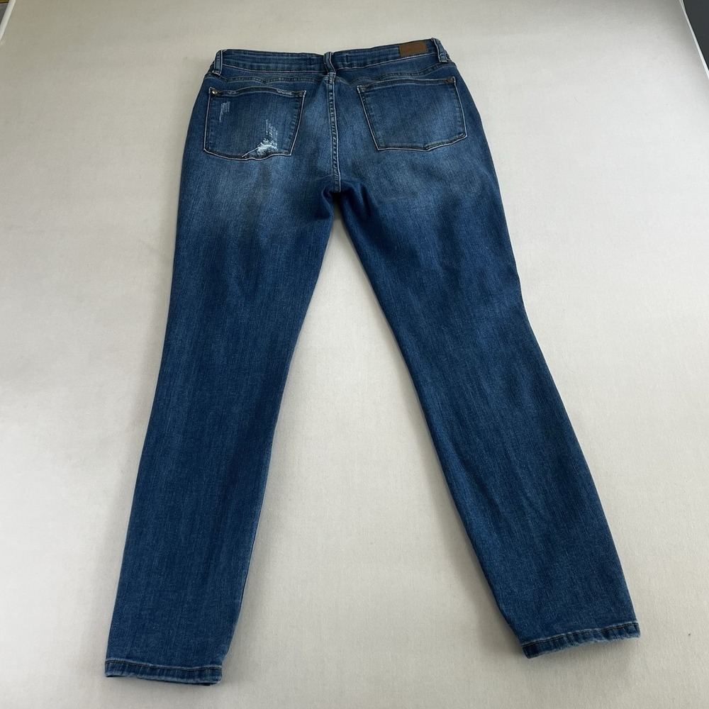 Judy Blue Skinny Fit Distressed Plaid Patch Jeans Medium Wash Denim Womens 11/30 - Picture 4 of 12